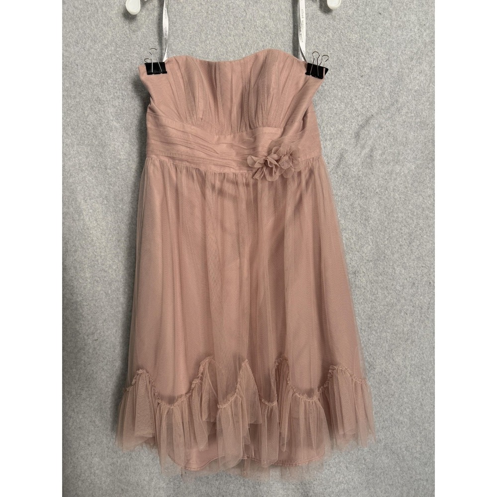 Alfred Angelo Dress Womens 10 Pink Tulle Strapless Sweetheart Ruffle Hem